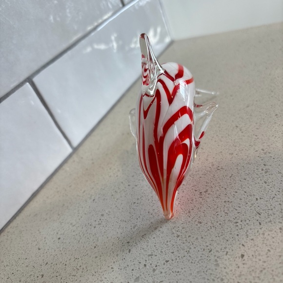 Vtg murano art glass dolphin red white nautical coastal - Picture 5 of 6